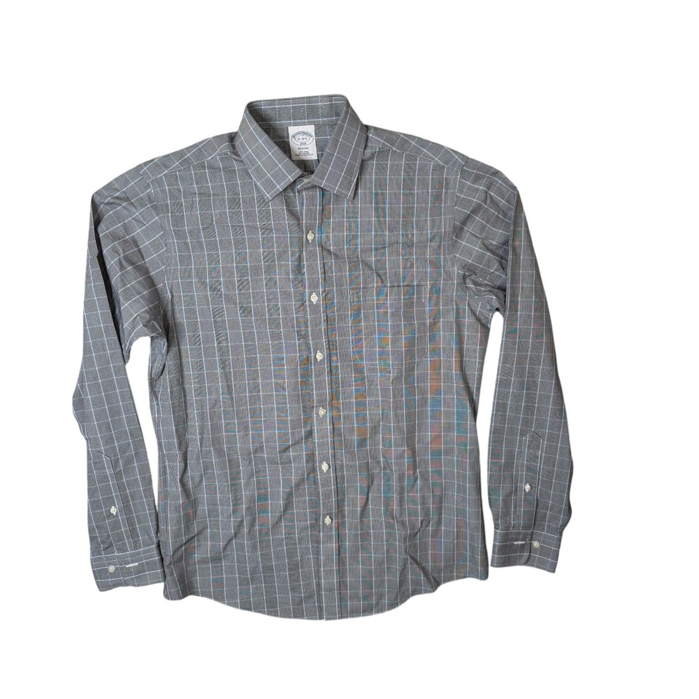 Brooks Brothers Regent Fit Non Iron Cotton Plaid Dress Shirt Mens 15-4/5
